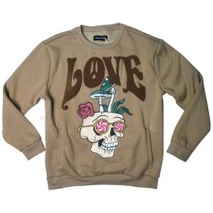 Sz Xl Reason Tan Love Skull Graphic Sweater